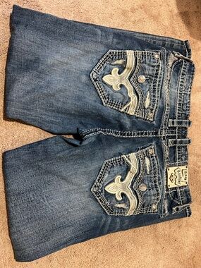 EUC Y2K Rock Revival Earlin Bootcut Mens Size 36x29 Denim Blue Jeans